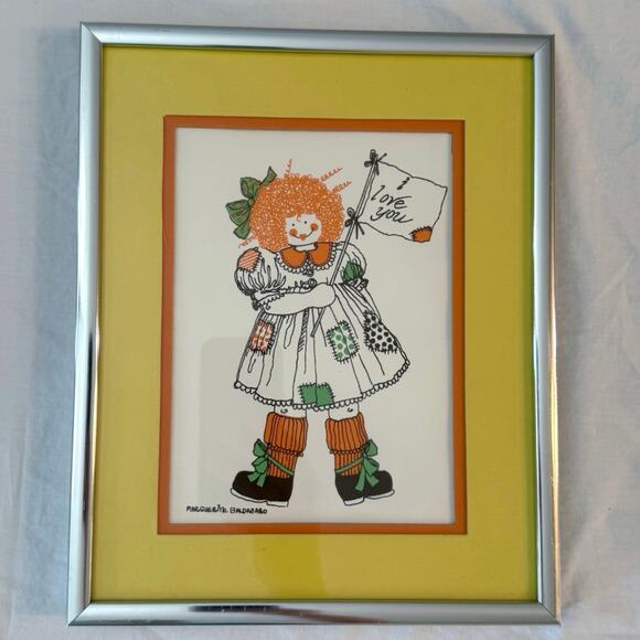 Marguerite Baldasaro Original Art Set Boy Girl Rocking Horse Love You Frame Mat - Picture 2 of 15